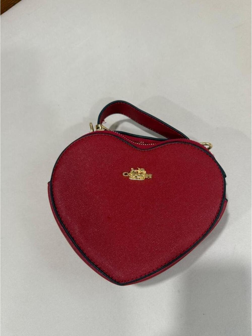 Coac DUPE Red heart-shaped handbag with gold accents #love #romantic
